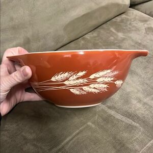 Vintage Autumn Harvest Wheat Pyrex #442 Burnt Orange 1.5L Mixing Bowl Cinderella